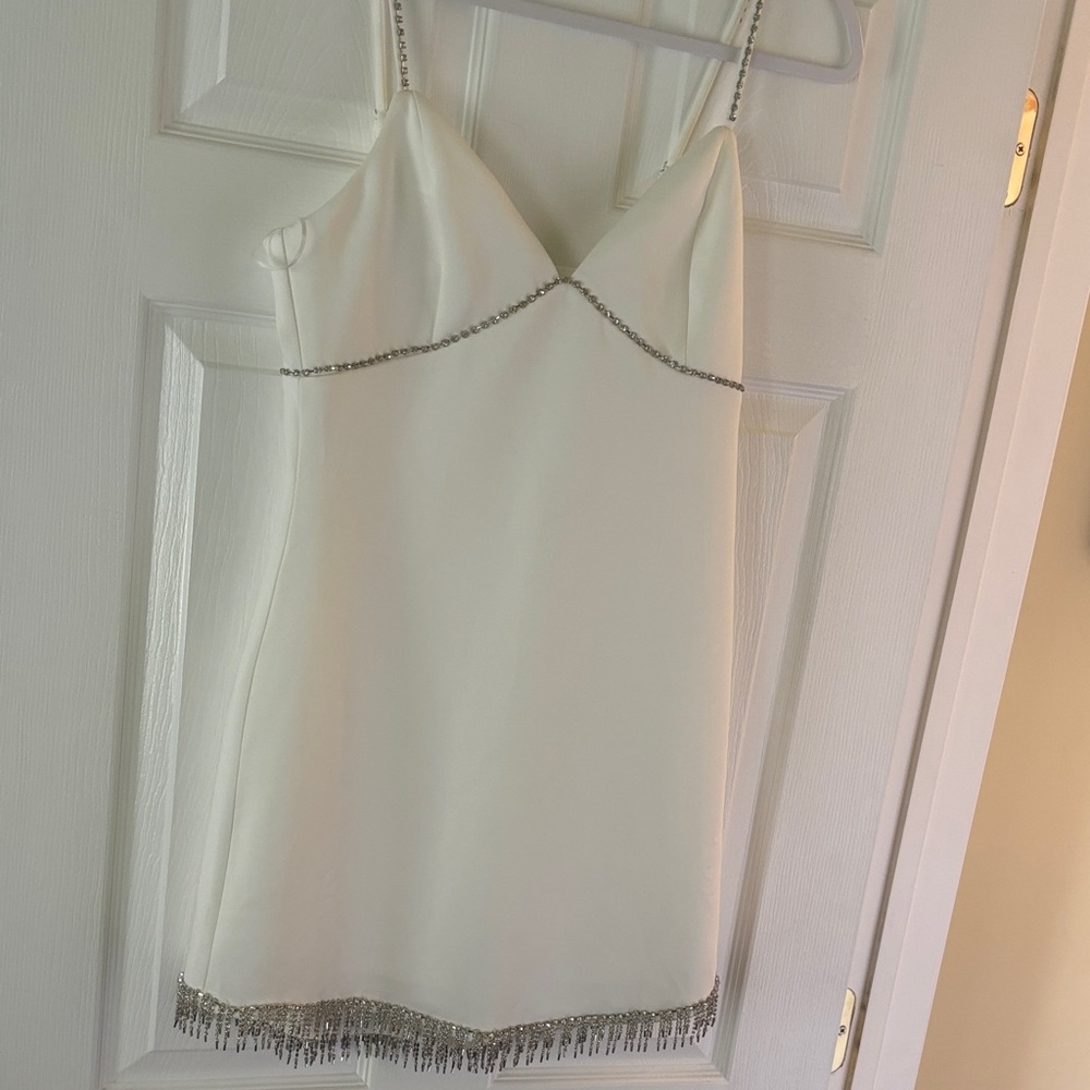 Lena White Dress with Silver Accents